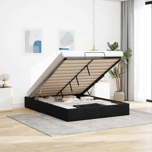 NNEVL Ottoman Storage Bed Frame without Mattress Black Double Fabric