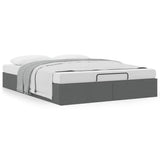 NNEVL Ottoman Storage Bed Frame without Mattress Dark Grey Queen Fabric
