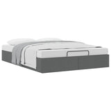 NNEVL Ottoman Storage Bed Frame without Mattress Dark Grey Queen Fabric