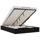 NNEVL Ottoman Storage Bed Frame without Mattress Black Queen Fabric