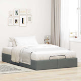 NNEVL Ottoman Storage Bed Frame without Mattress Dark Grey King Single Fabric