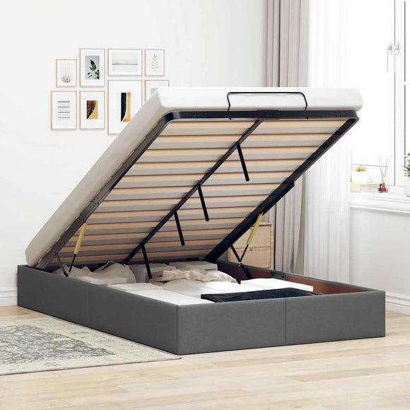 NNEVL Ottoman Storage Bed Frame without Mattress Dark Grey King Single Fabric