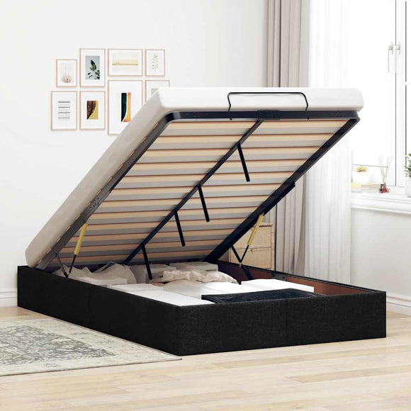 NNEVL Ottoman Storage Bed Frame without Mattress Black King Single Fabric