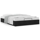 NNEVL Ottoman Storage Bed Frame No Mattress Black Double Velvet