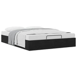 NNEVL Ottoman Storage Bed Frame No Mattress Black Double Velvet
