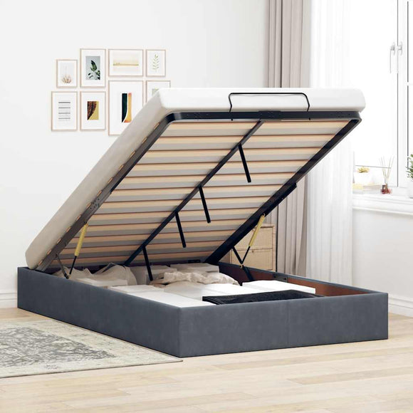 NNEVL Ottoman Storage Bed Frame No Mattress Dark Grey King Single Velvet