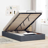 NNEVL Ottoman Storage Bed Frame No Mattress Dark Grey King Single Velvet