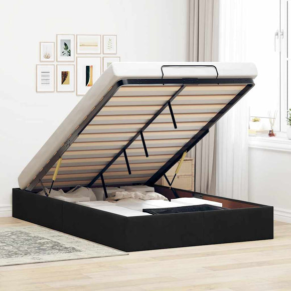 NNEVL Ottoman Storage Bed Frame No Mattress Black King Single Velvet