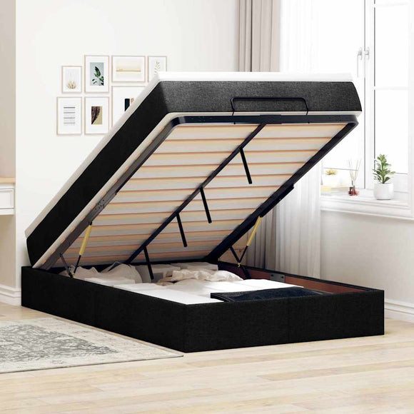 NNEVL Ottoman Bed with Mattress Black King Single Fabric