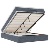 NNEVL Ottoman Bed with Mattress Dark Grey Double Velvet
