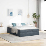 NNEVL Ottoman Bed with Mattress Dark Grey Double Velvet