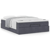 NNEVL Ottoman Bed with Mattress Dark Grey Double Velvet
