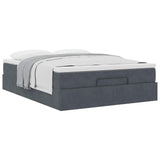 NNEVL Ottoman Bed with Mattress Dark Grey Double Velvet