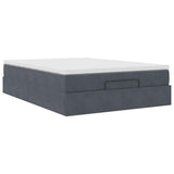 NNEVL Ottoman Bed with Mattress Dark Grey Double Velvet