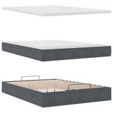 NNEVL Ottoman Bed with Mattress Dark Grey Double Velvet