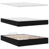 NNEVL Ottoman Bed with Mattress Black Double Velvet