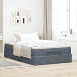 NNEVL Ottoman Bed with Mattress Dark Grey Super Single Velvet