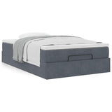 NNEVL Ottoman Bed with Mattress Dark Grey Super Single Velvet