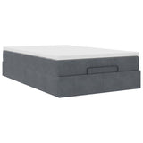 NNEVL Ottoman Bed with Mattress Dark Grey Super Single Velvet