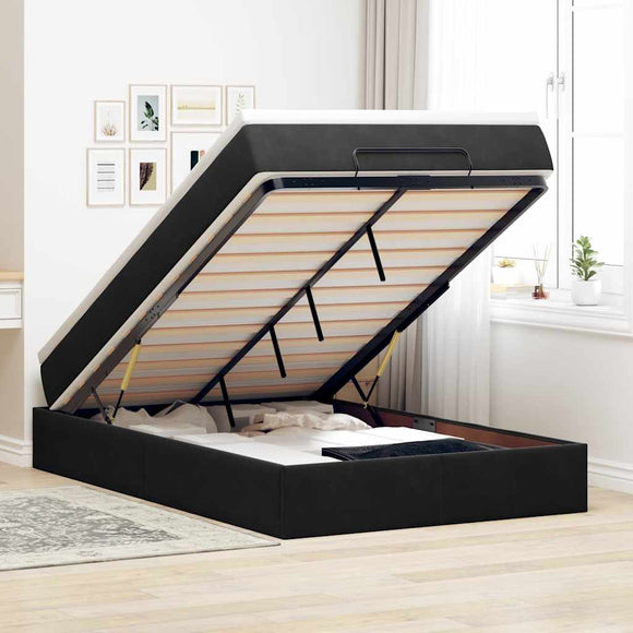 NNEVL Ottoman Bed with Mattress Black King Single Velvet