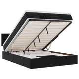 NNEVL Ottoman Bed with Mattress Black Queen Faux Leather
