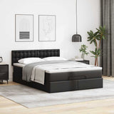 NNEVL Ottoman Bed with Mattress Black Queen Faux Leather