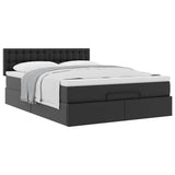 NNEVL Ottoman Bed with Mattress Black Queen Faux Leather