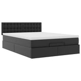 NNEVL Ottoman Bed with Mattress Black Queen Faux Leather