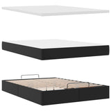 NNEVL Ottoman Bed with Mattress Black Queen Faux Leather