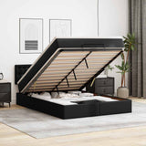 NNEVL Ottoman Bed with Mattress Black Queen Faux Leather