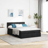 NNEVL Ottoman Bed with Mattress Black Queen Fabric