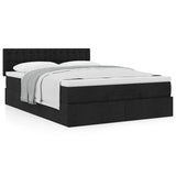 NNEVL Ottoman Bed with Mattress Black Queen Fabric