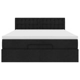 NNEVL Ottoman Bed with Mattress Black Queen Fabric