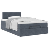 NNEVL Ottoman Bed with Mattress Dark Grey King Single Velvet