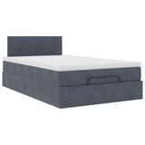 NNEVL Ottoman Bed with Mattress Dark Grey King Single Velvet