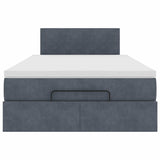 NNEVL Ottoman Bed with Mattress Dark Grey King Single Velvet
