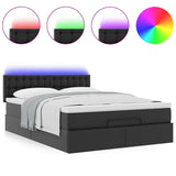 NNEVL Ottoman Bed with Mattresses & LEDs Black Queen Faux Leather
