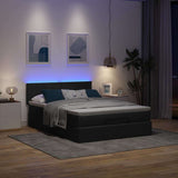 NNEVL Ottoman Bed with Mattress & LEDs Black Queen Fabric