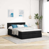 NNEVL Ottoman Bed with Mattress & LEDs Black Queen Fabric