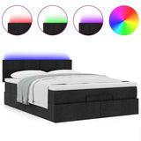 NNEVL Ottoman Bed with Mattress & LEDs Black Queen Fabric