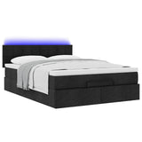 NNEVL Ottoman Bed with Mattress & LEDs Black Queen Fabric