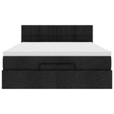 NNEVL Ottoman Bed with Mattress & LEDs Black Queen Fabric