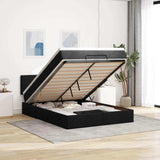 NNEVL Ottoman Bed with Mattress & LEDs Black Queen Fabric