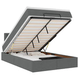 NNEVL Ottoman Bed with Mattress & LEDs Dark Grey King Single Fabric