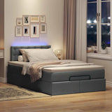 NNEVL Ottoman Bed with Mattress & LEDs Dark Grey King Single Fabric