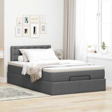 NNEVL Ottoman Bed with Mattress & LEDs Dark Grey King Single Fabric