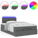 NNEVL Ottoman Bed with Mattress & LEDs Dark Grey King Single Fabric