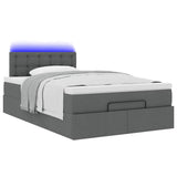 NNEVL Ottoman Bed with Mattress & LEDs Dark Grey King Single Fabric
