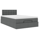 NNEVL Ottoman Bed with Mattress & LEDs Dark Grey King Single Fabric