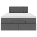 NNEVL Ottoman Bed with Mattress & LEDs Dark Grey King Single Fabric
